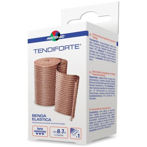 Master Aid Tendiforte Benda Elastica Universal Strong-Compression Long Stretch Bandage Ελαστικός Επίδεσμος Ισχυρής Πίεσης με Ειδικό Άγκιστρο 1 Τεμάχιο - 8cm x 7m